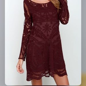 Black Swan Heidi Burgundy Lace Long Sleeve Dress
